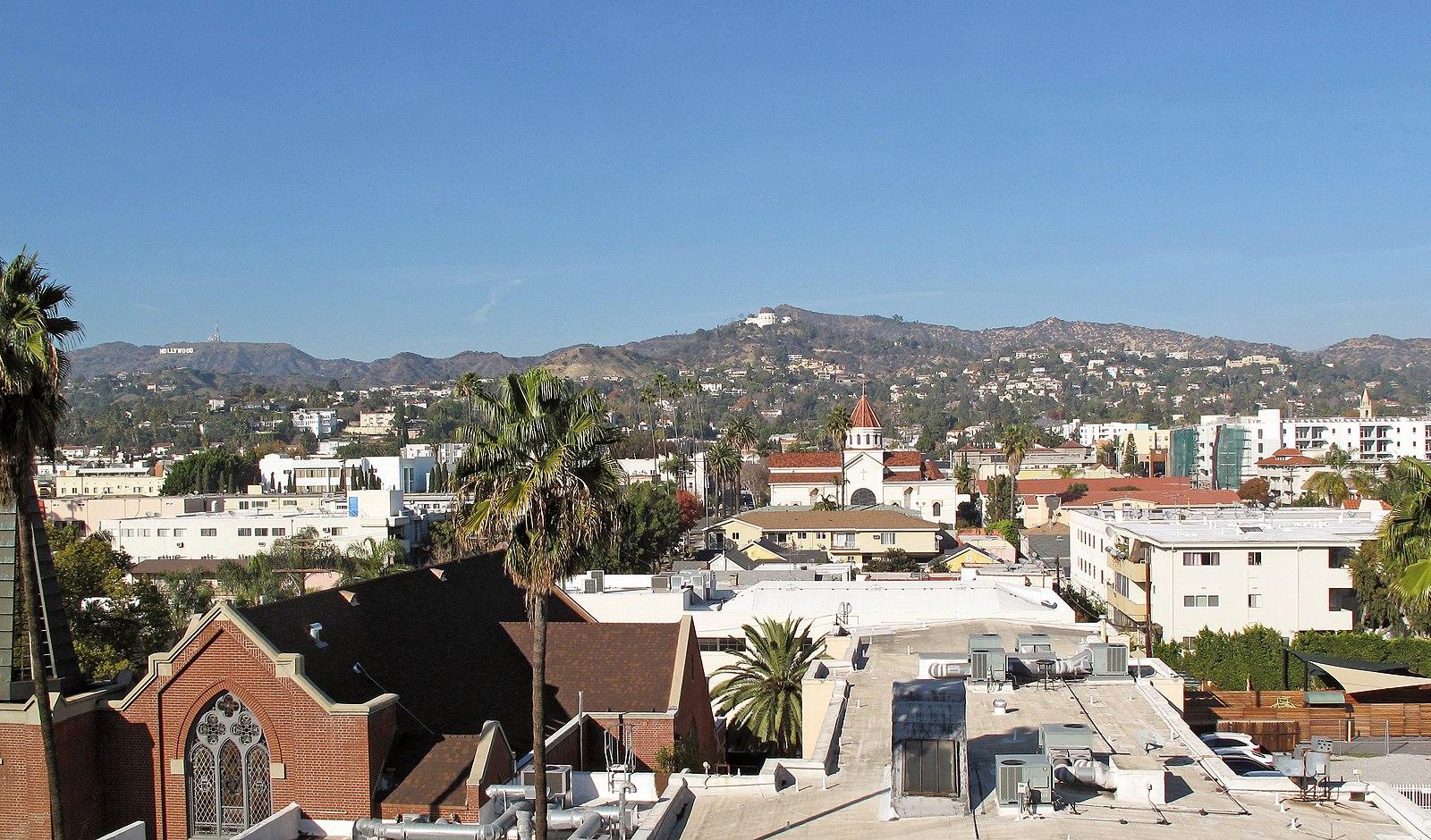 View of Griffith Park from Sunset Boulevard